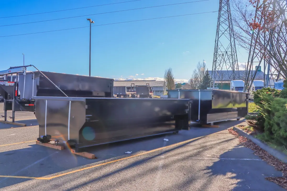 Roll-off dumpster ready for waste disposal at job site for Residential Dumpster Rental in Cannon